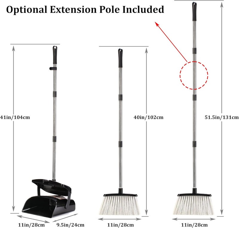 Beimu Broom and Dustpan Set for Home with Lid Indoor Upright Dustpan Broom and Dustpan Set Combo Dust Pan with Long Handle Apartment Household Essentials for New Home Angle Broom Sweeping Office Kitchen - Image 4